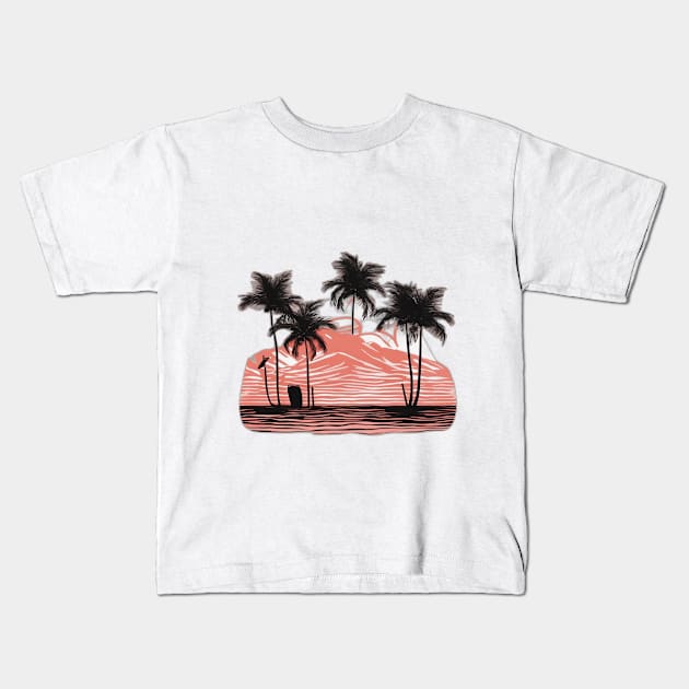 Tropical Sunset Silhouette No. 831 Kids T-Shirt by cornelliusy